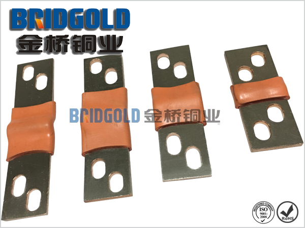 金橋生產(chǎn)的新能源汽車動力電池銅箔軟連接產(chǎn)品，帶絕緣材料